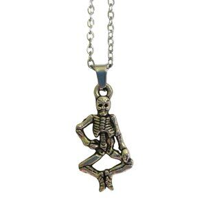 Skeleton Pendant Necklace With 18" Stainless Chain Unisex Gothic Jewelry Gift